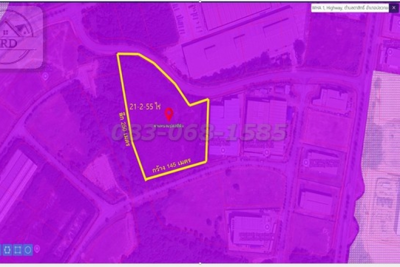 ขายที่ดินสี่ม่วงเข้มสร้างโรงงาน บ่อวิน เนื้อที่ 21-2-55 ไร่ ขายไร่ละ 10.5 ล้าน บ่อวิน ศรีราชา ชลบุรี 