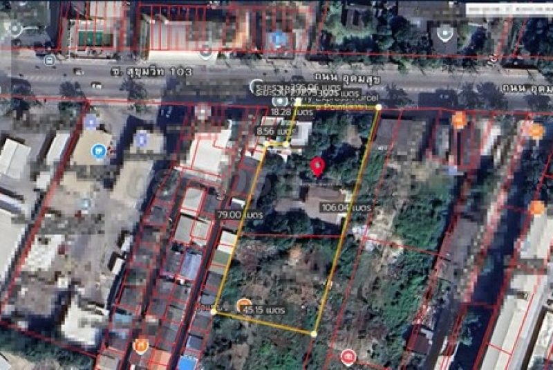 ขายถูกที่ดินทำเลทอง สุขุมวิท103 อุดมสุข (เนื้อที่ 673.4 ตารางวา ขายวาละ2.8 แสนบาท ) บางจาก พระโขนง กรุงเทพฯ