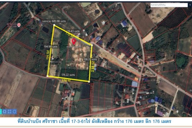 ที่ดินราคาถูก บ้านบึง ไร่ละ 1.55 ล้าน เนื้อที่ 17- 3- 61 ไร่ วาละ 7,161 บาท บ้านบึง ศรีราชา ชลบุรี