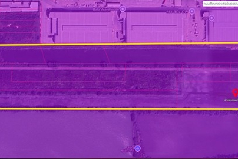 ที่ดินสีม่วงเข้ม บางนาตรา คลองส่งน้ำสุวรรณภูมิ สร้างโรงงาน สร้างโกดัง เนื้อที่ 37-3-0 ไร่ ขายราคา 533 ล้านบาท บางพลี สมุทรปราการ